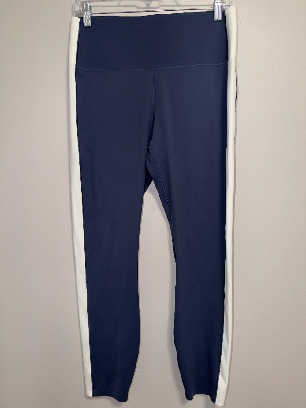 Rhone Leggings Size L Blue White Side Stripe High Rise Athletic Workout - Picture 2 of 6